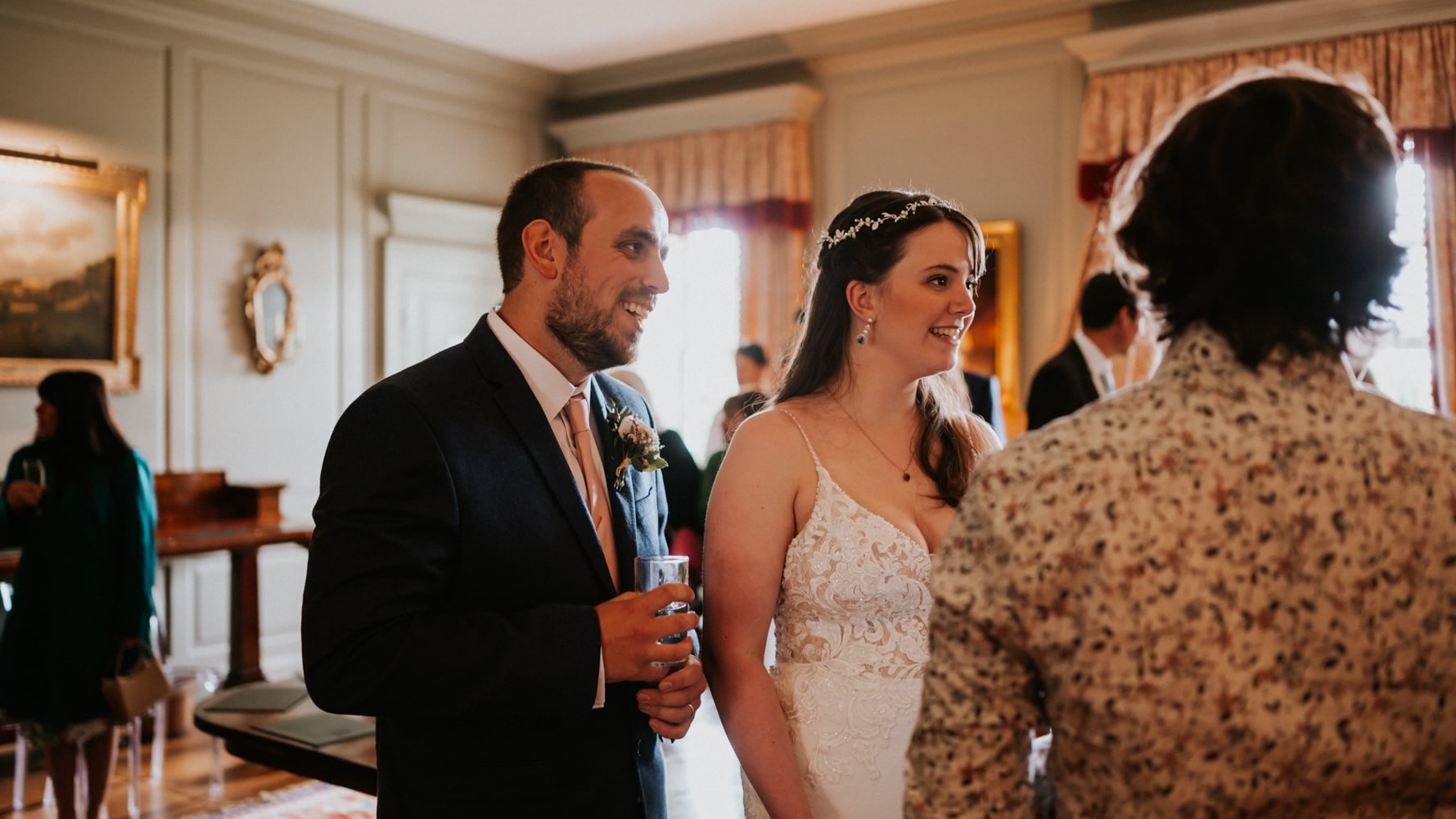 Lucy and Matt at drinks reception