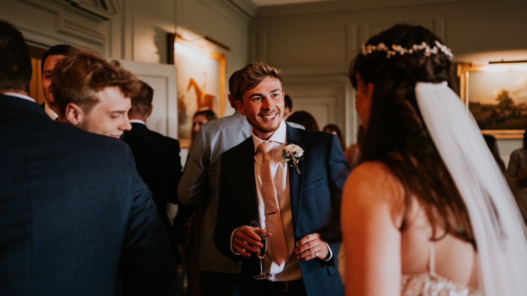 Wedding guests at drinks reception