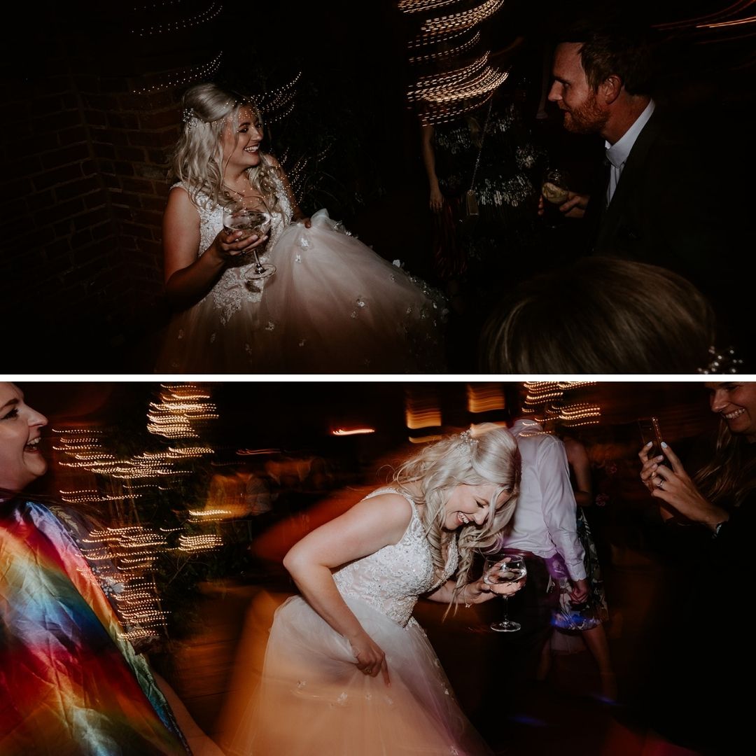 Bride and groom dancing