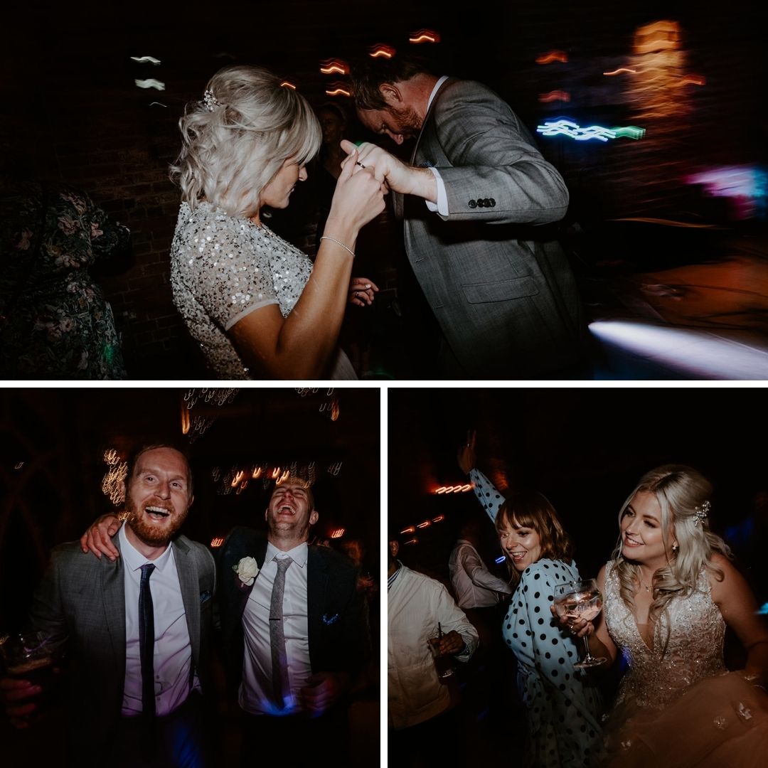 Wedding guests dancing