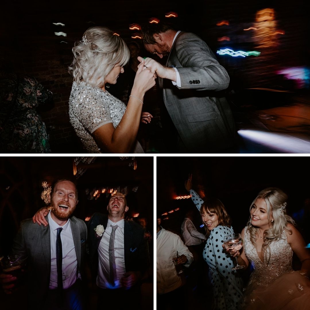 Wedding guests dancing