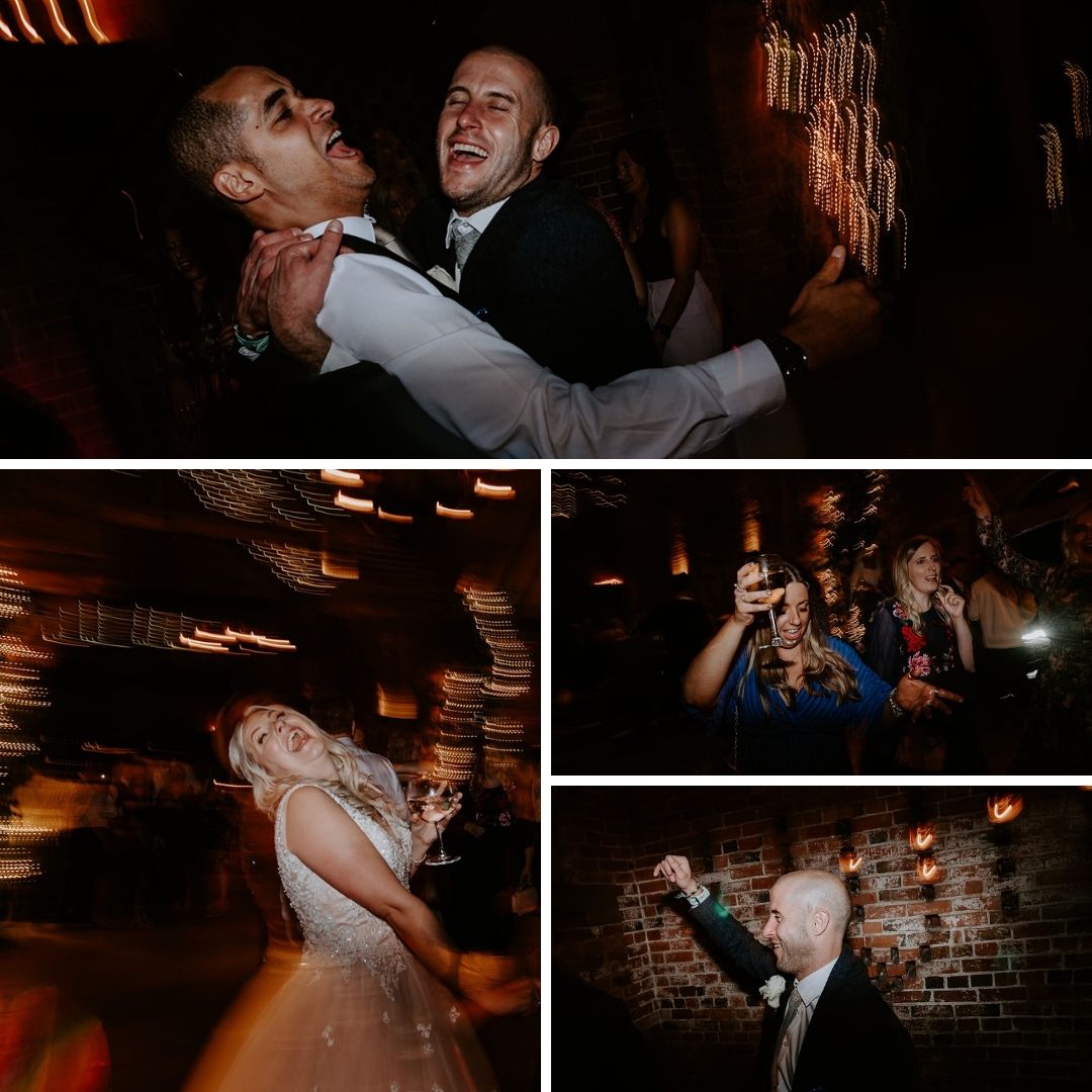 Emma and Mark wedding guests dancing
