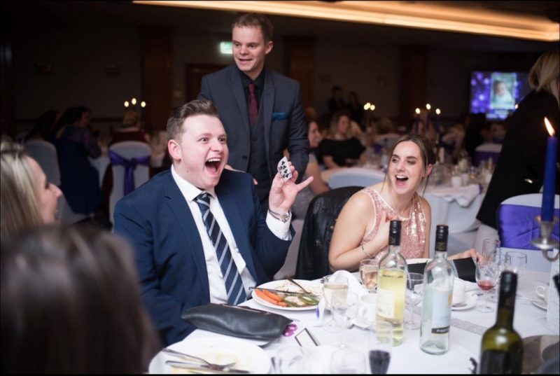 magician at wedding table