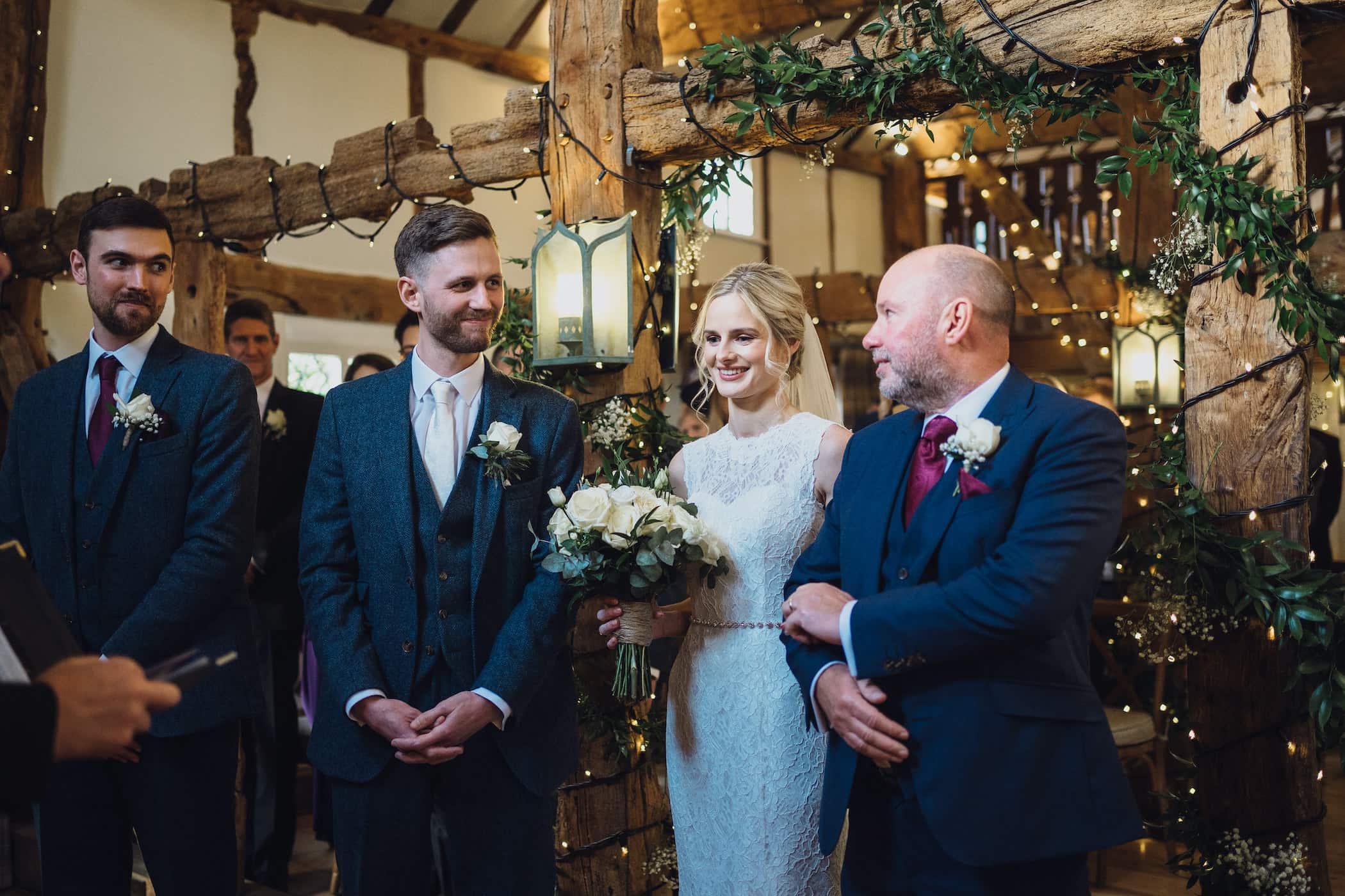 Steph and Bertie at wedding altar