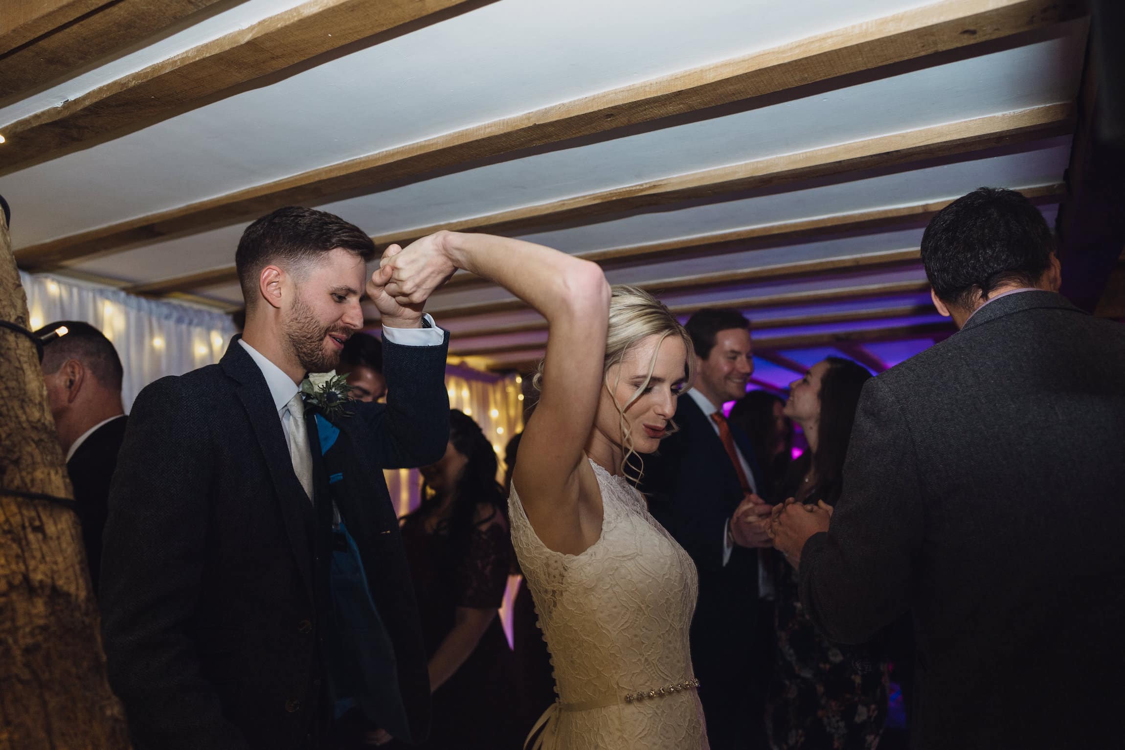 Bride and groom dancing