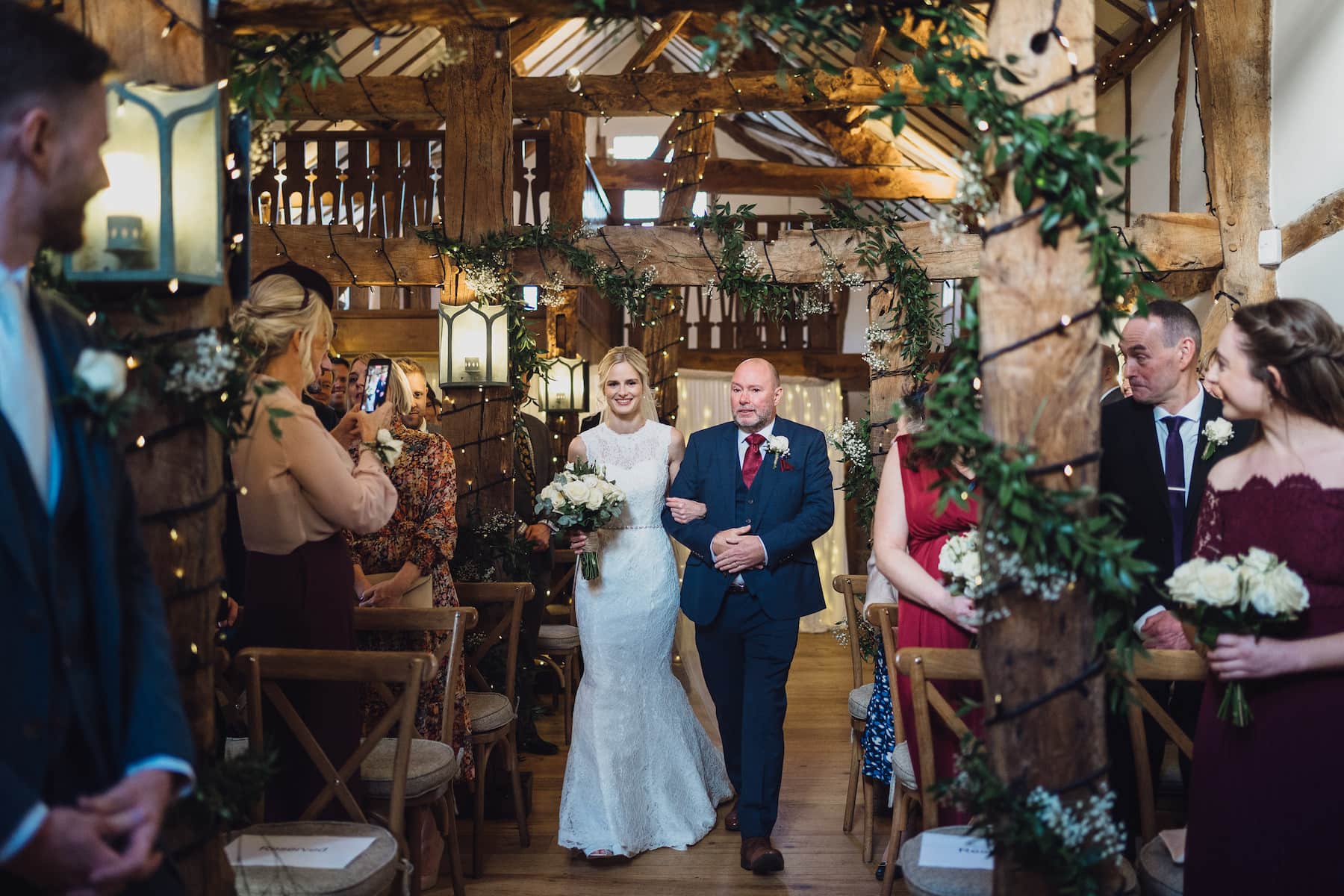 Bride walking up aisle