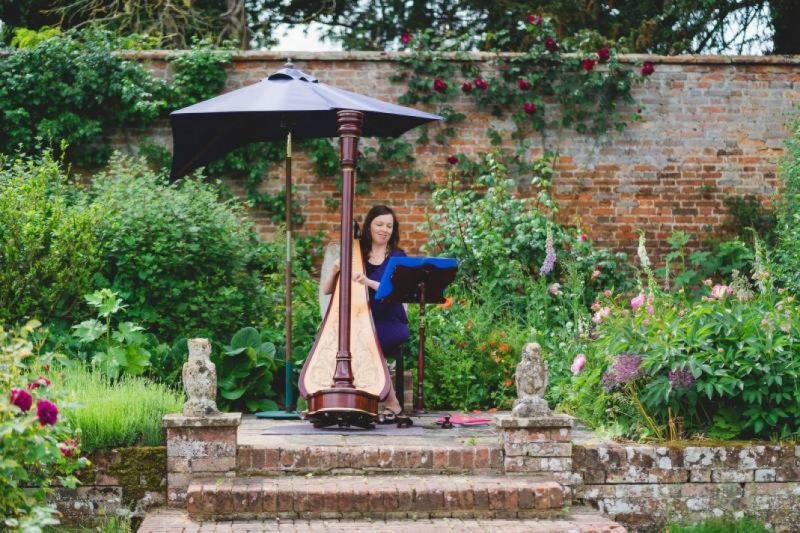 harpist playing outside