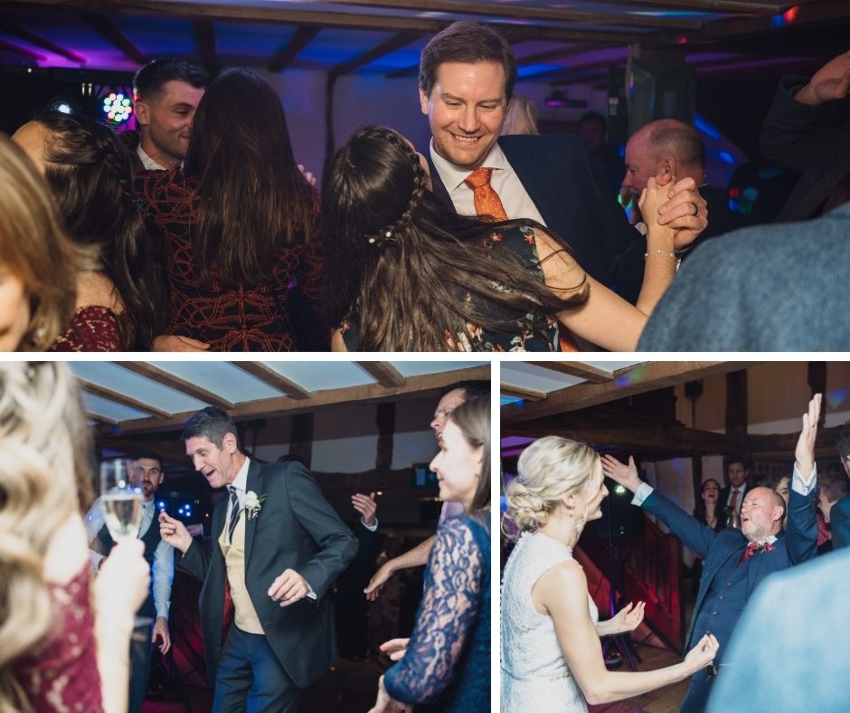 Wedding guests dancing