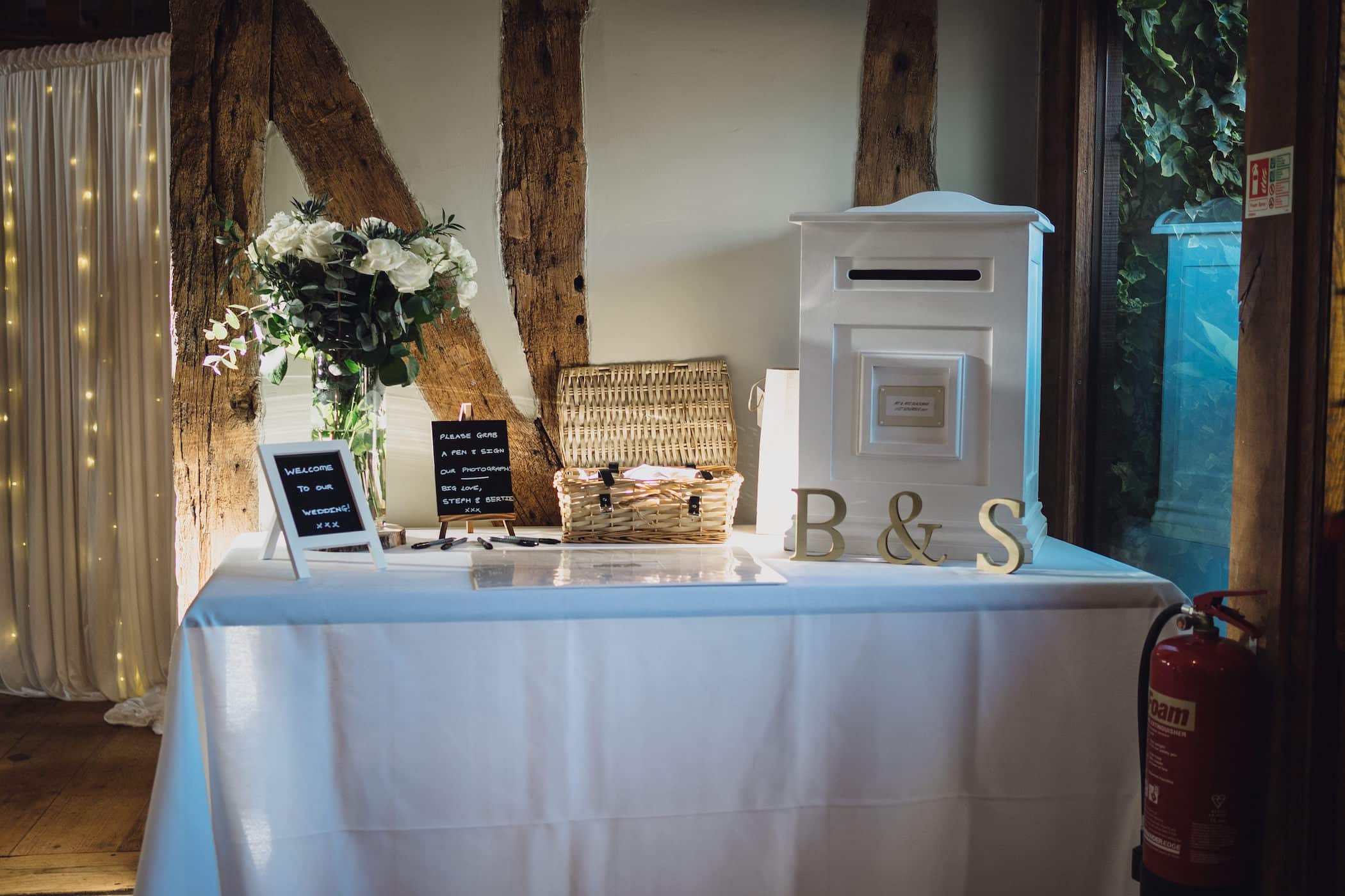 Wedding present table and postbox