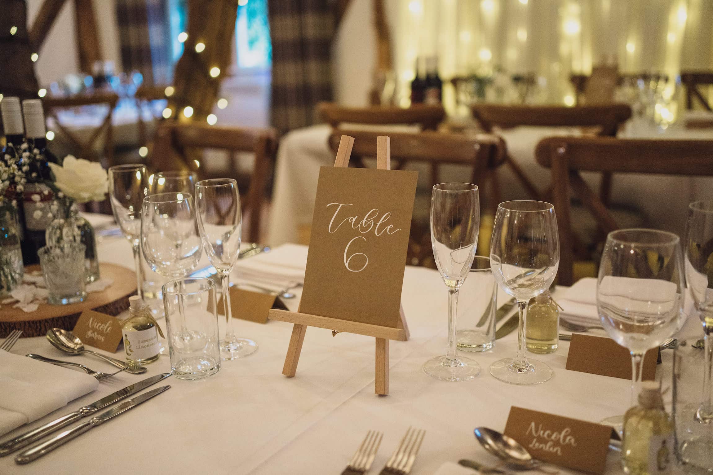 Wedding breakfast table close up