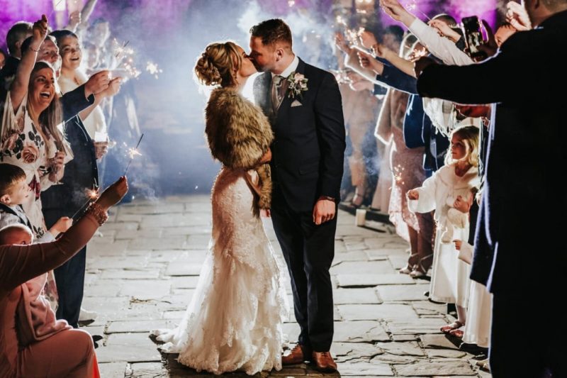 sparklers at wedding