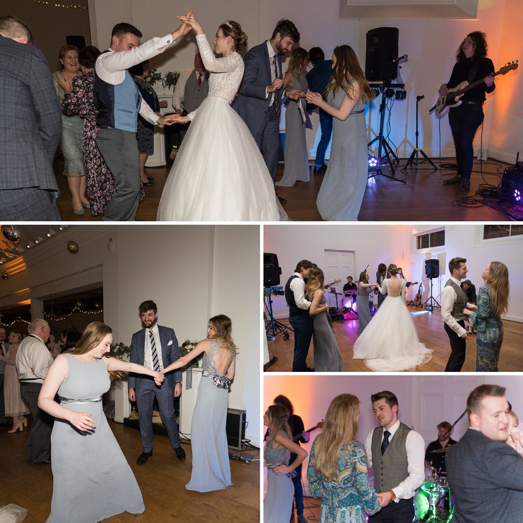 Wedding guests dancing