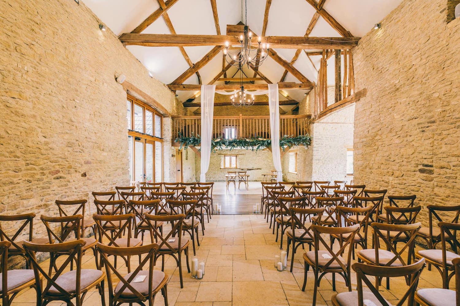 Wedding ceremony in barn