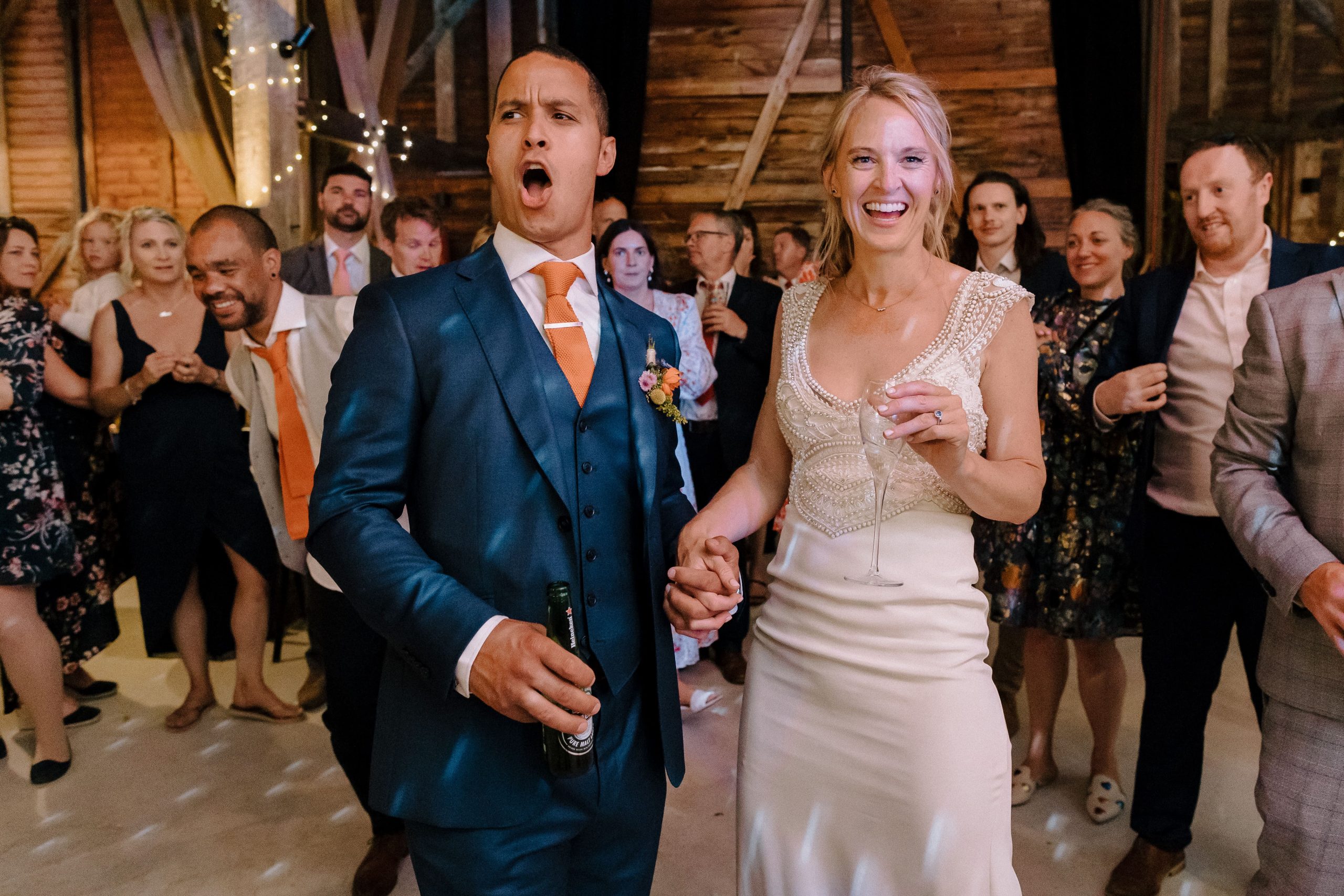 Bride and groom on dance floor