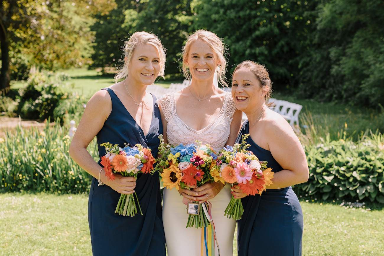 Bride with bridesmaids