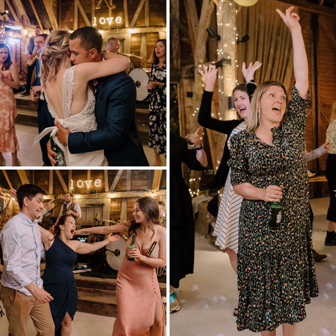 Wedding guests dancing