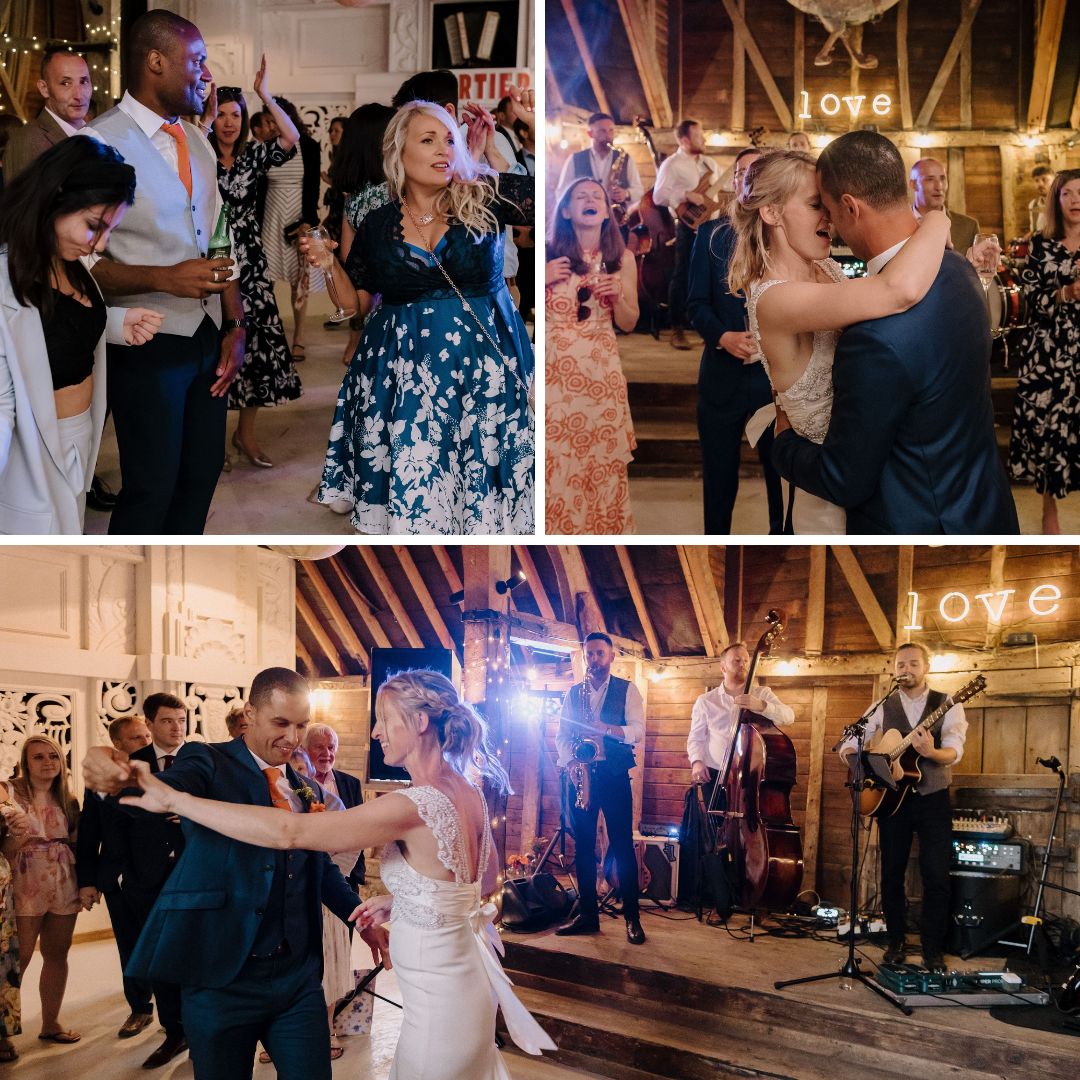 Wedding guests dancing