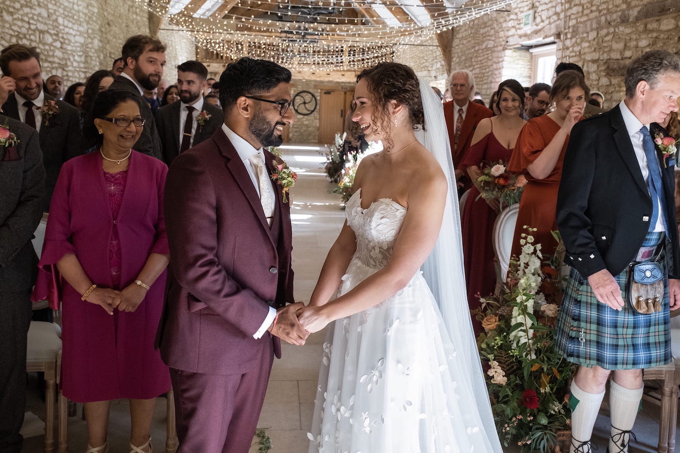 Vicky and Dan at end of aisle