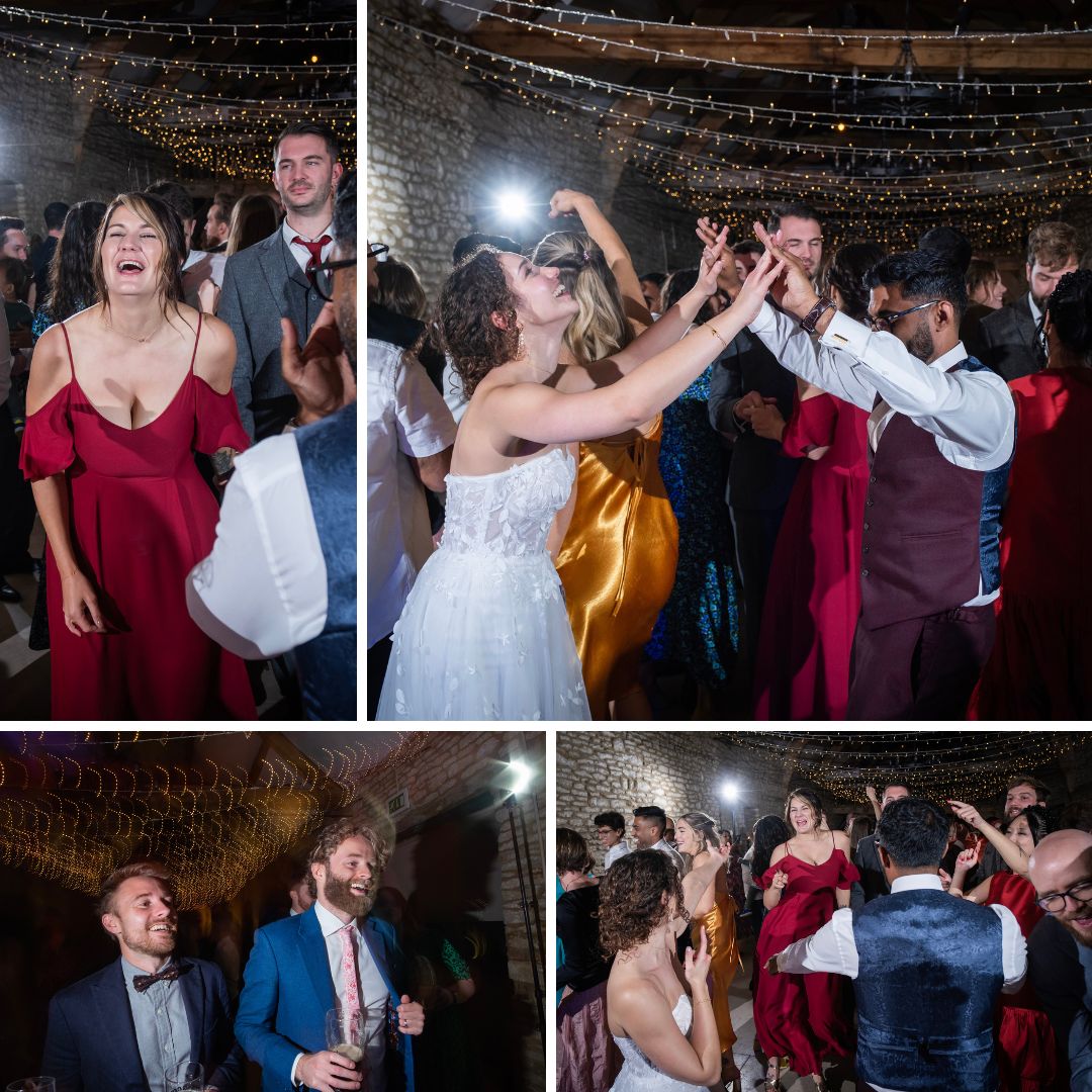 Wedding guests dancing