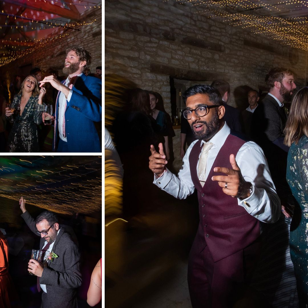 Wedding guests dancing