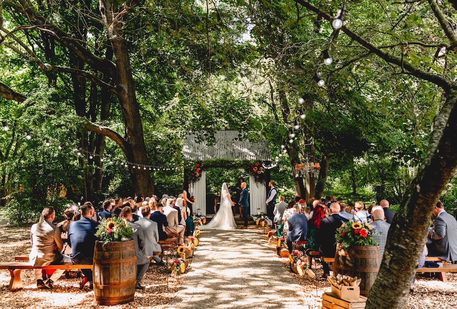 Wedding ceremony at Hothorpe Hall