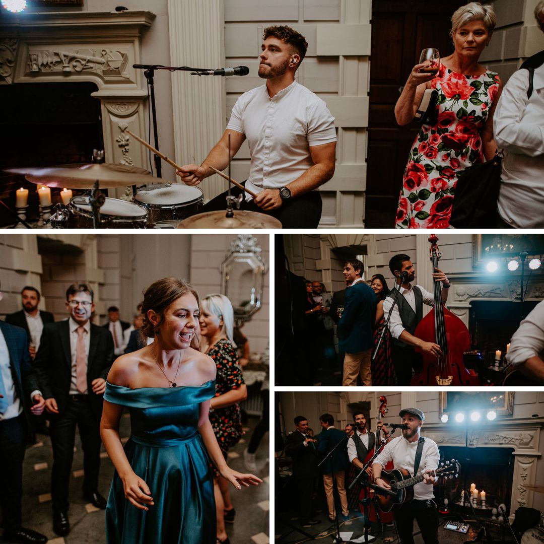 Wedding guests dancing